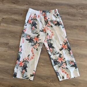 Tommy Bahama White and Pink Wide Leg Pants